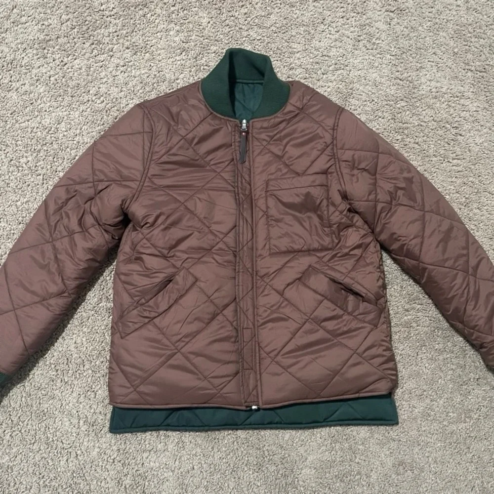 Robert Graham Jacket Men Small Green Reversible Bomber Quilted Military Full Zip